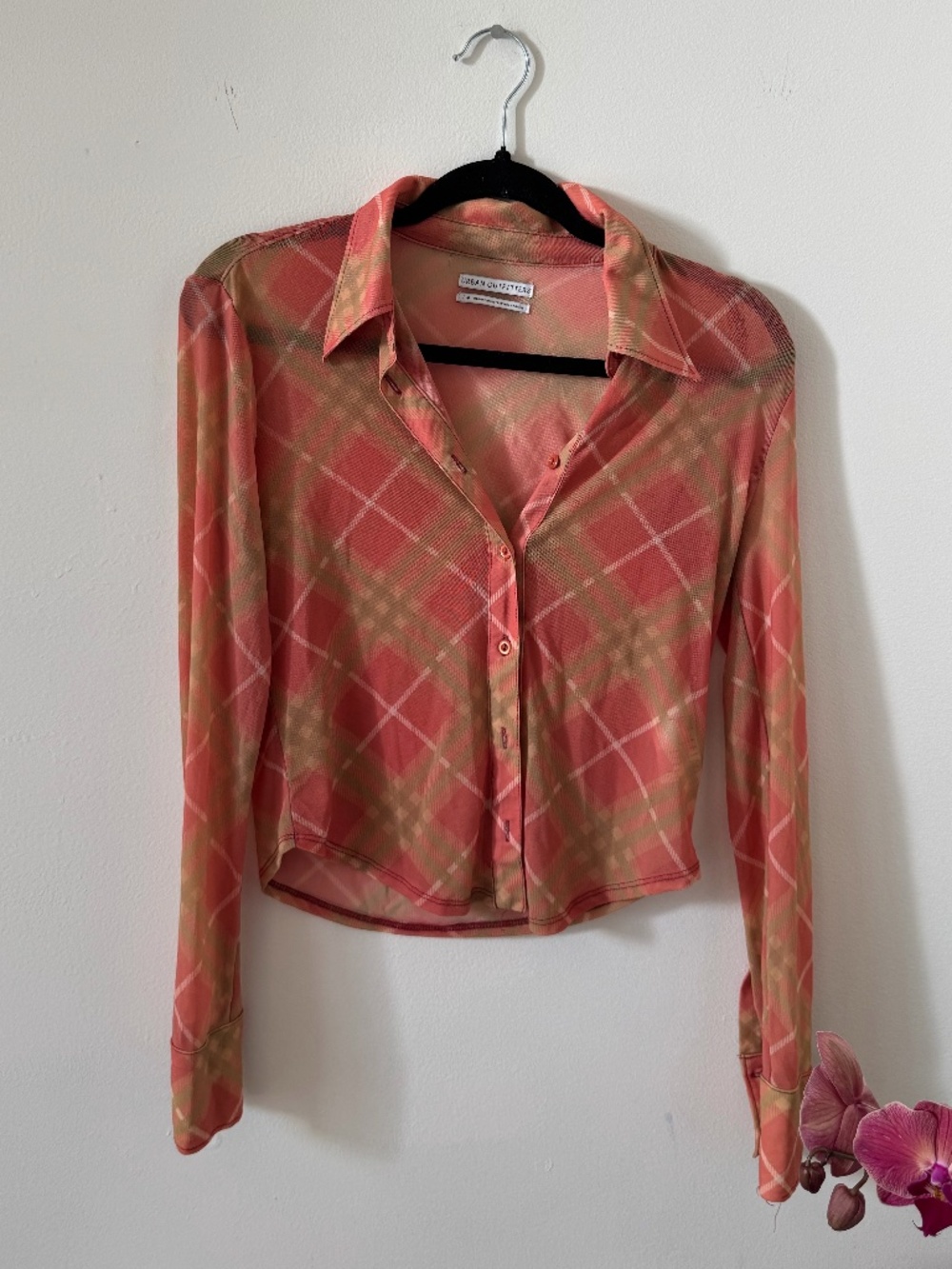 Mesh Plaid Top - Urban Outfitters